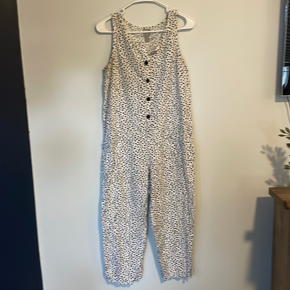 White and black dot jumpsuit